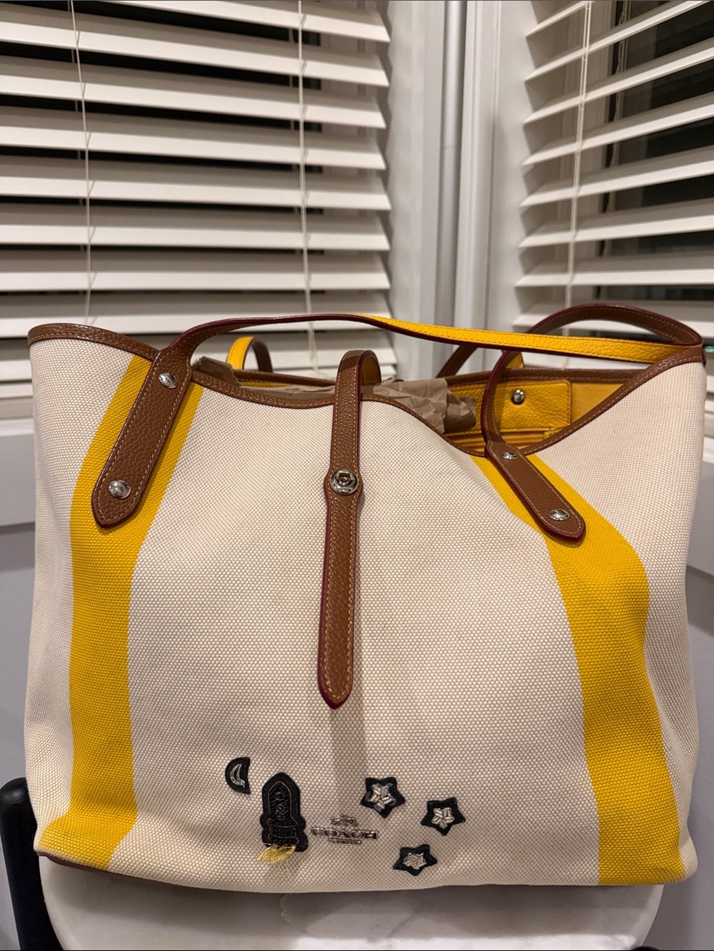 Coach Market Tote in Canvas with Souvenir Embroidery [very cool space theme]